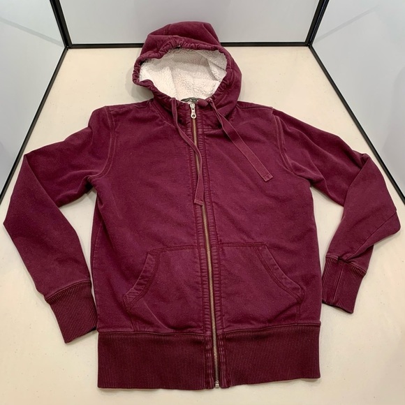 Eddie Bauer Jacket Adult Size Small Red Lined Hooded Full Zip Women - Picture 1 of 6